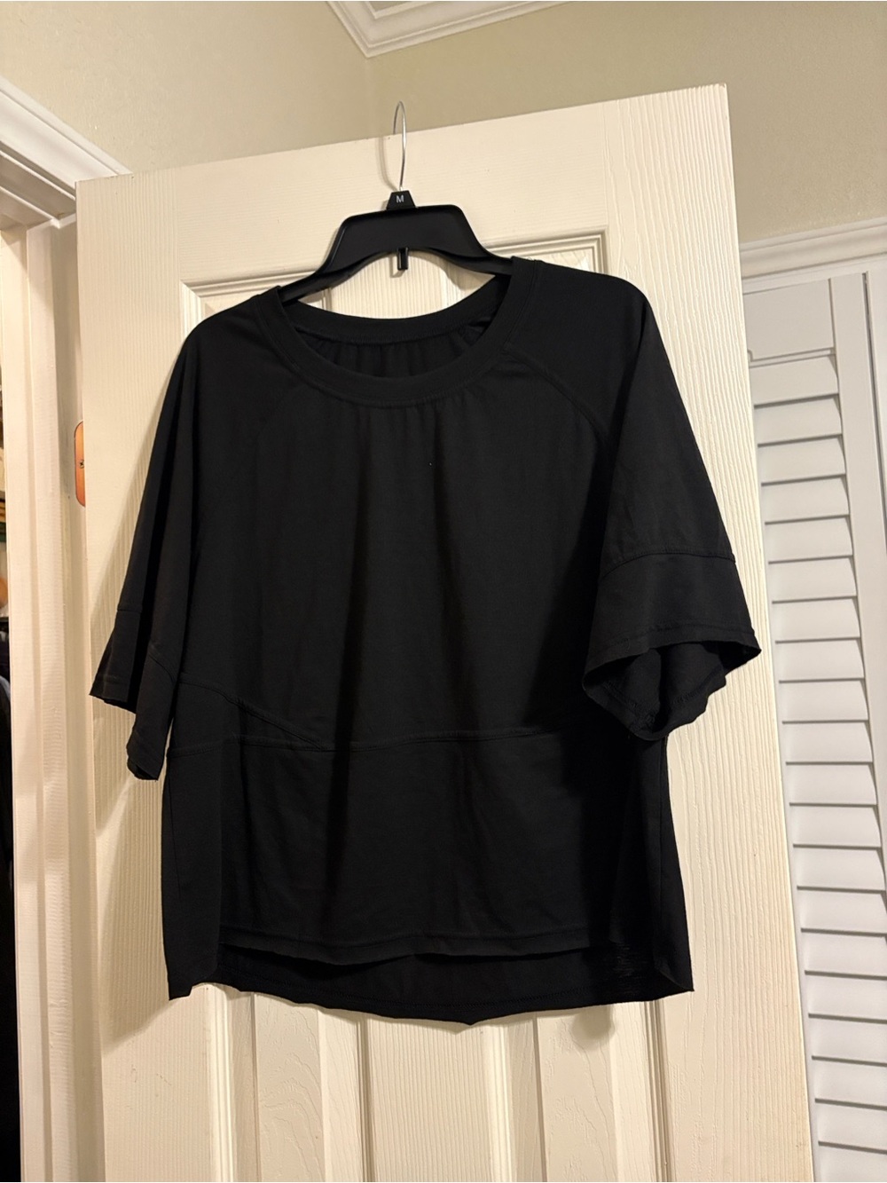 Black Relaxed Short Sleeve Women's Top